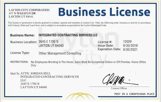 federal business liscense example